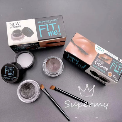 New Fit me 2color Waterproof Eyebrow Gel Eyeliner gel with 2pcs Brush set