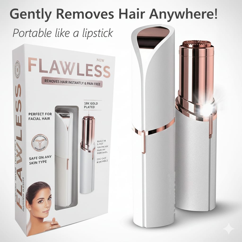 Flawless Face Gen 2 – Painless Facial Hair Remover with 18K Gold-Plated Head & Built-In LED Light