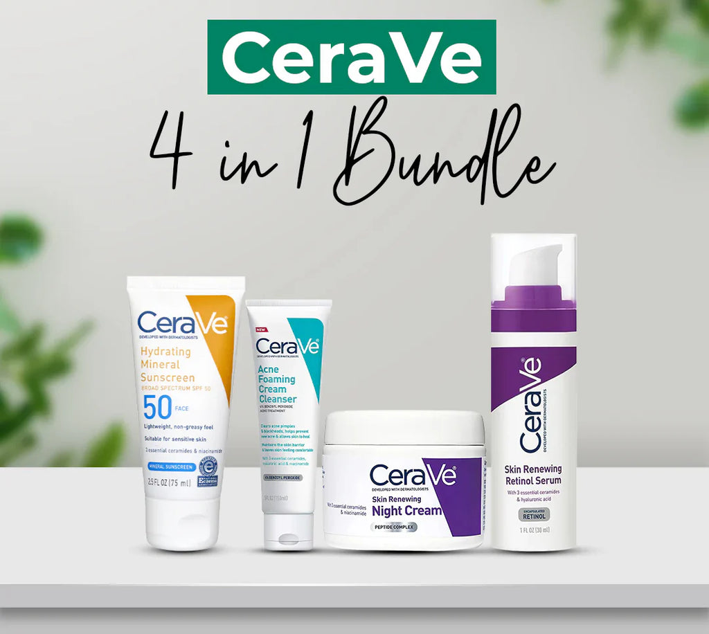 CeraVe 4 in 1 Skincare Kit Night Cream, Sunblock, Cleanser &amp; Serum for Radiant Skin
