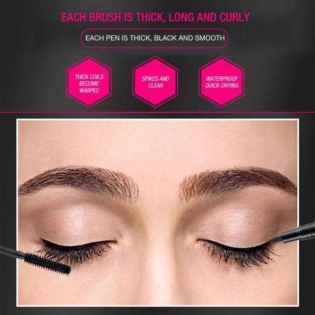 YANQINA Black Liquid Eyeliner + 3D Mascara (2 in 1)  Quick Drying Waterproof Non-smudge Eye Liner Pencil Makeup Set