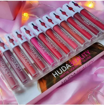 12-PCS Set Huda Beauty Liquid Matte Lip Gloss