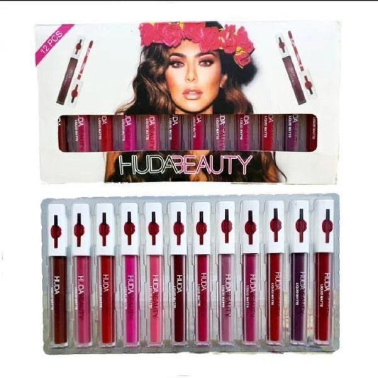 12-PCS Set Huda Beauty Liquid Matte Lip Gloss