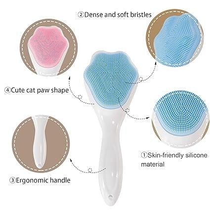 1 pcs Silicone Face Scrubber Exfoliating Brush, Manual Handheld Massager, Facial Cleansing and Blackhead Scrubber, Soft Bristles for Face Skincare (Random Color)