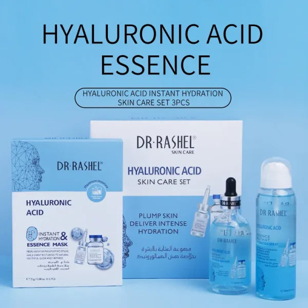 Dr Rashel Hyaluronic Acid Instant Hydration Spray , Primer Serum , Essence Mask Skin Care Set – 3 Pcs/set