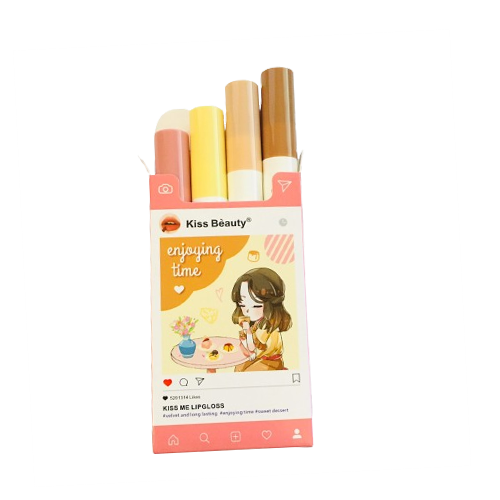 Pack of 4 Kiss Beauty Lipgloss long lasting waterproof Lip