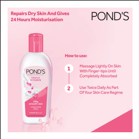 Ponds Triple Vitamin Moisturising Lotion Silky Smooth Skin 200ml