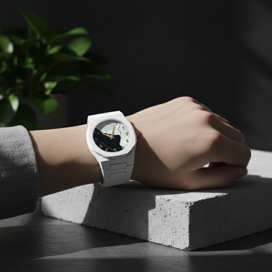 White Aura Watch | Elegant Design | Durable Build | Waterproof | Comfortable Strap | With Box