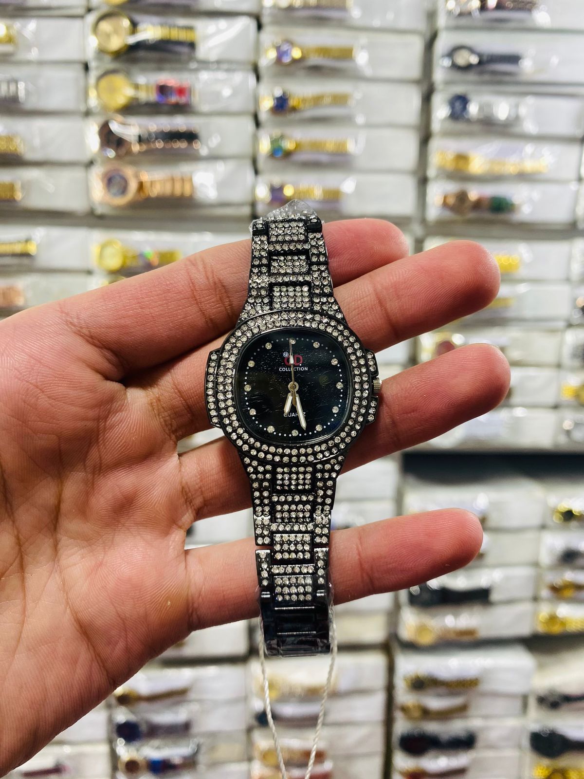 Two Toned Iced Out Quartz Movement Womens Watch (without box)