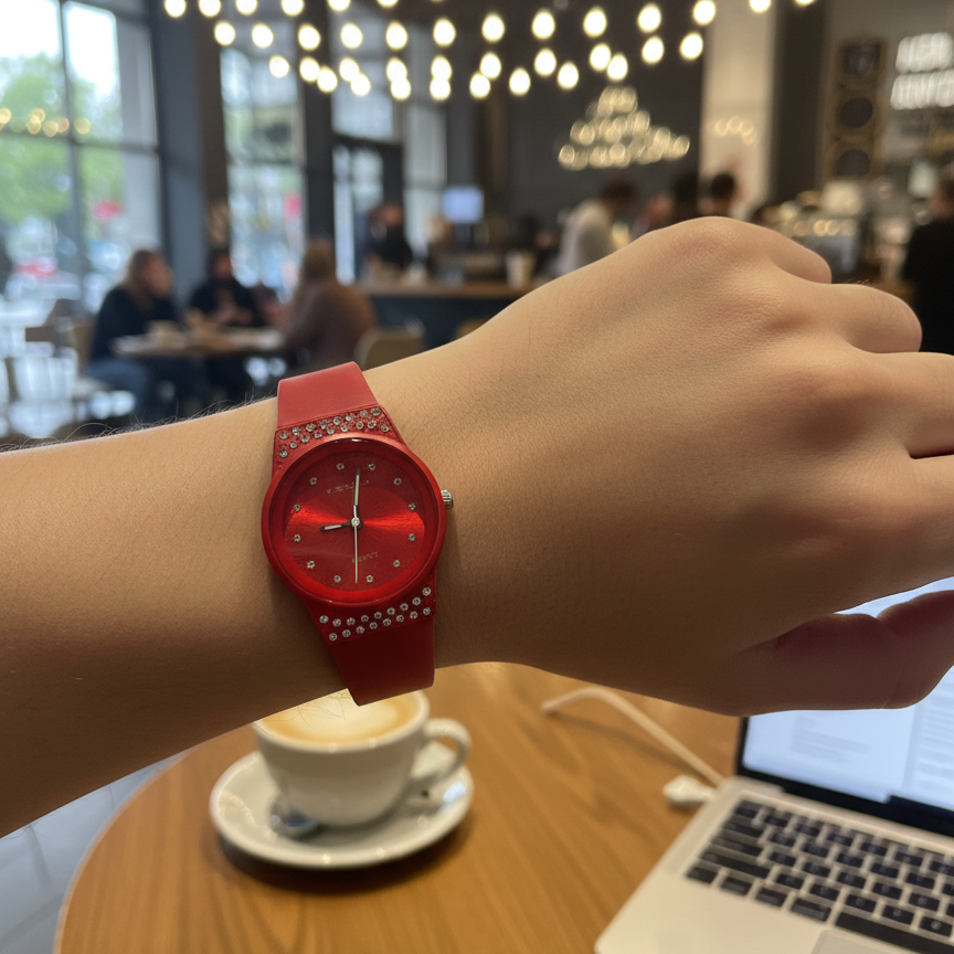 Ladies Stylish Watch | Rubber Belt | Elegant Design | Durable & Comfortable | Without Box