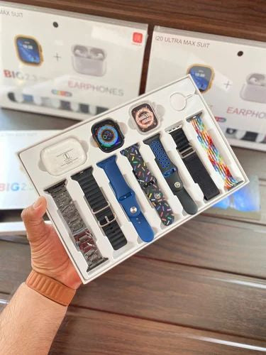 I20 Ultra Max suit Smart Watch 10 in 1 box 2.3inch large screen with 7 strips smartwatch With Airpords2 (random color)
